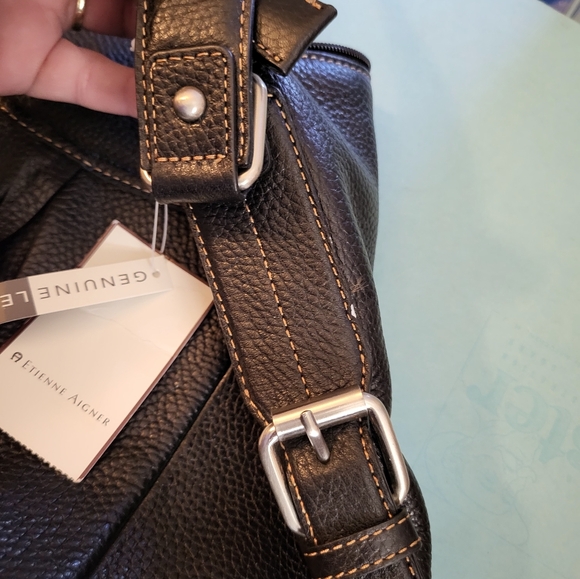 NWT Etienne Aigner Genuine Leather Black Bethany Satchel. - Picture 7 of 7